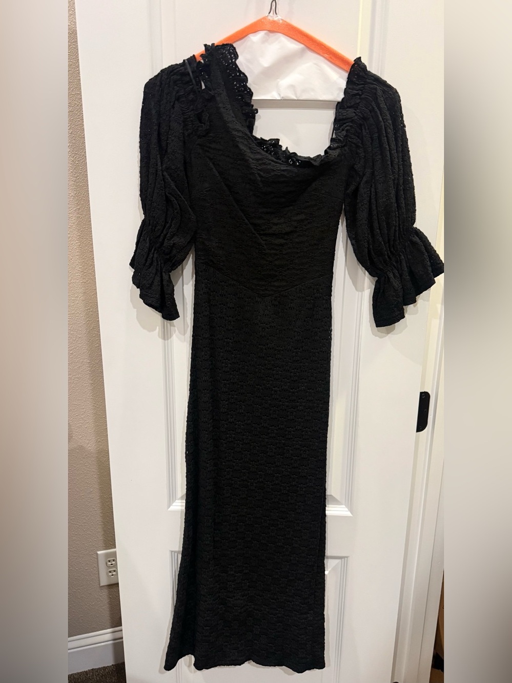 Kensie Black Puff Sleeve Maxi Dress